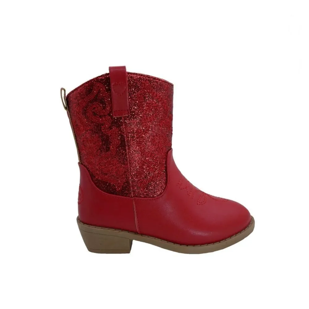 Big Girls Glitter Western Boots Shoes Size 4